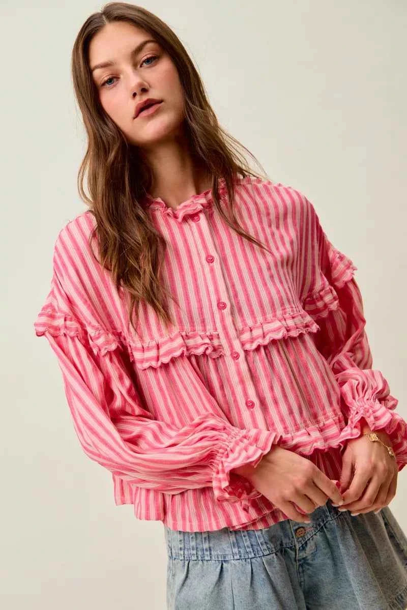 SO ME Variegated Stripe Reversible Flowy Boho Blouse 0fee21efb0364229b75e9f1c3ace931c-Max-Origin