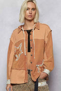 POL Button Down Hooded Jacket with with Star Patch Pattern BURNT SIENNA 0fff07d9-1a79-4839-98bf-2909680de364-Max-Origin