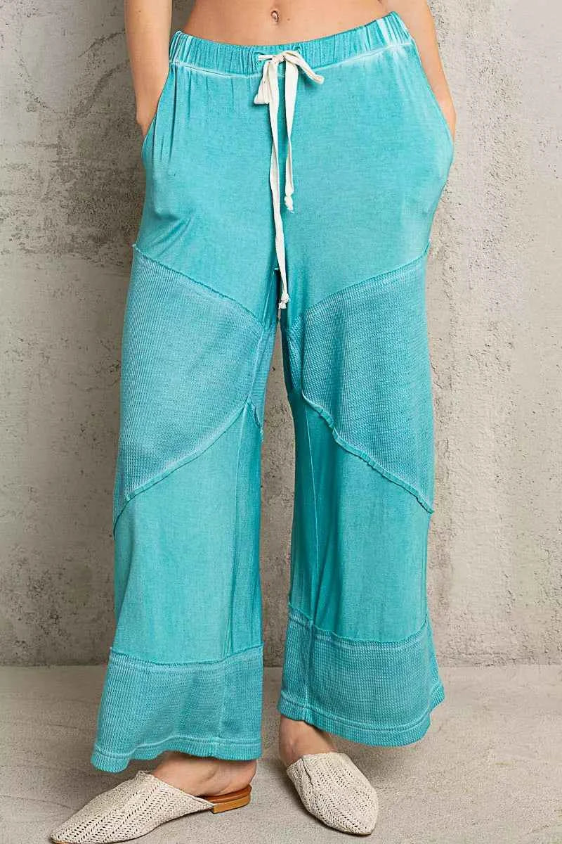 POL Elastic Waistband Wide Leg Pants with Drawstring AQUA GREEN 10035958-6197-41be-8b99-80c4e7993db0-Max-Origin