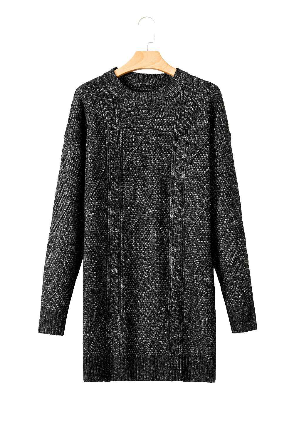 Oatmeal Cable Knit Drop Shoulder Loose Fit Sweater Dress 10174ea556593f24