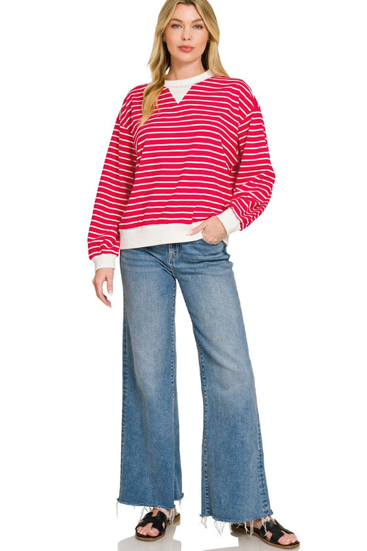 Striped Rib Banded Sweatshirt 101e52af2c3b4ed5818373a45b9da2ef-Max