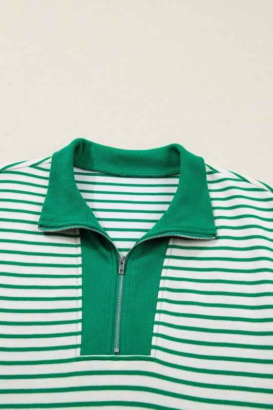 Stripe Quarter Zip Polo Collar T-Shirt Dress 10247a23-da6c-49ea-b21c-a384043e8a65