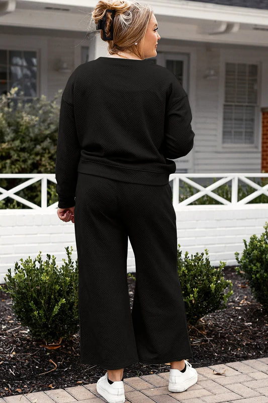 Double Take Full Size Textured Long Sleeve Top and Drawstring Pants Set 1032a0600c8d4fc9b89eee7d1e27f204-Max
