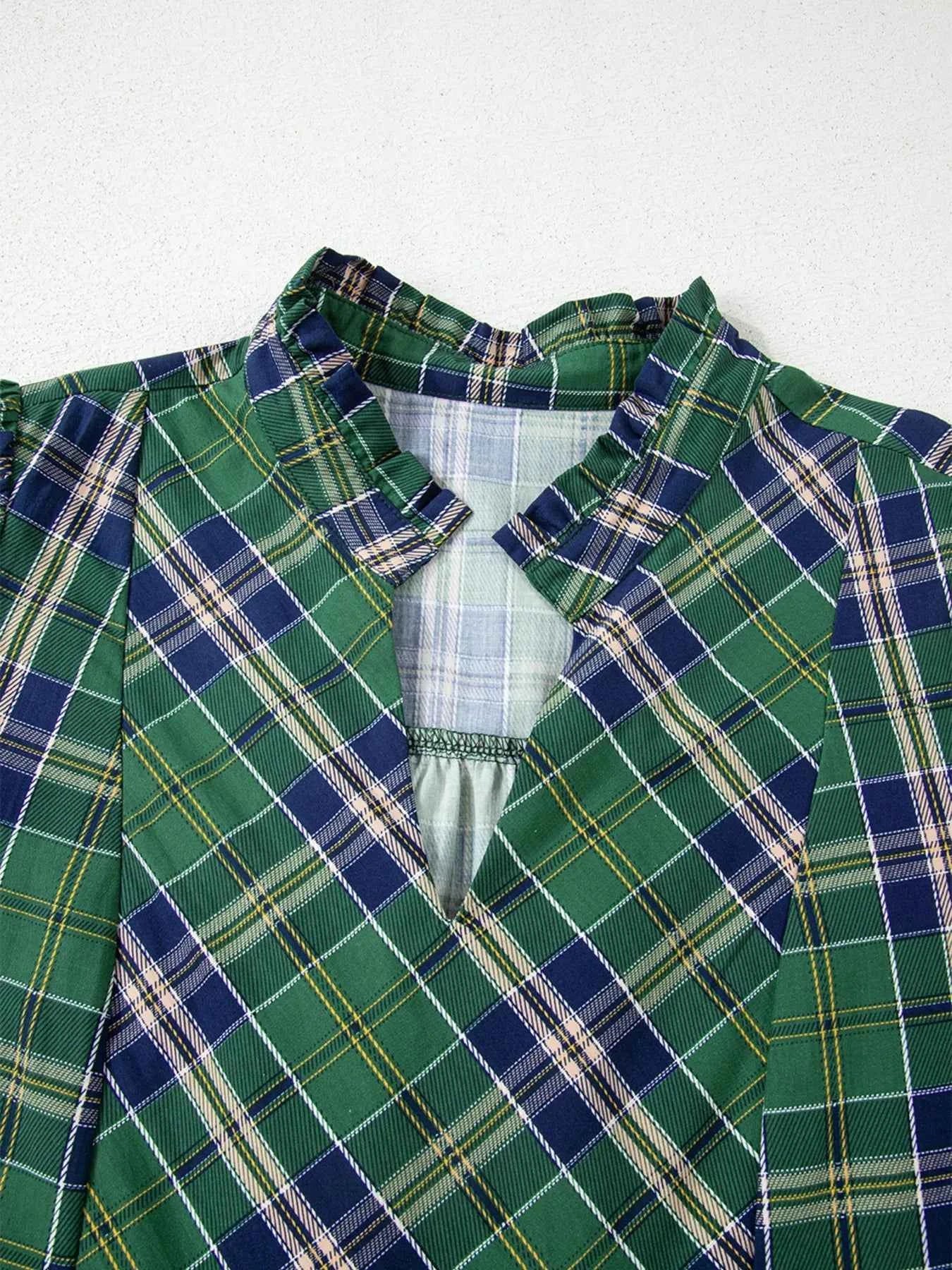 Plaid Frilly Collar Long Sleeve Shift Mini Dress 103f909465db47d988b54b8144f8cbc1-Max-Origin