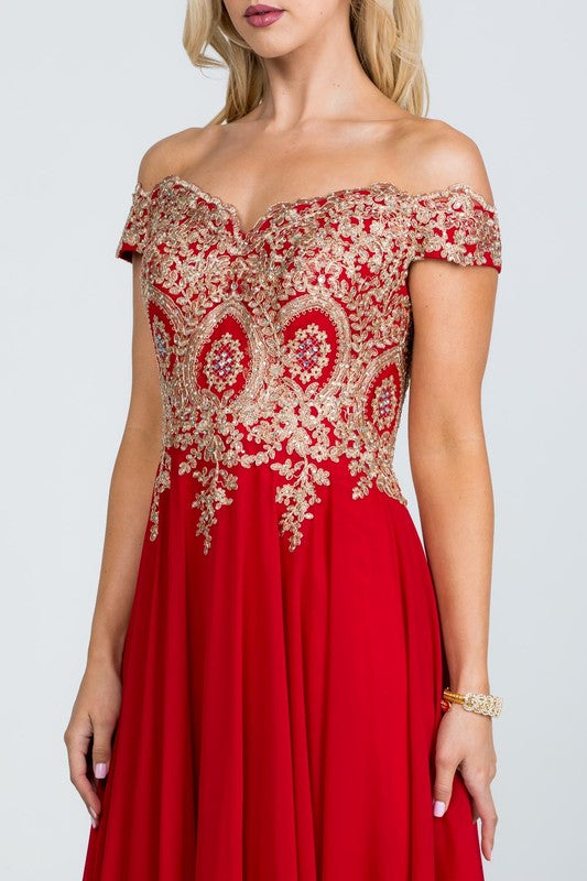 Plus Size Off Shoulder Evening Gown – Gold Lace Appliqué Chiffon Dress 10469690_2251a44d-1d7c-47f0-9b25-5df04a570f59