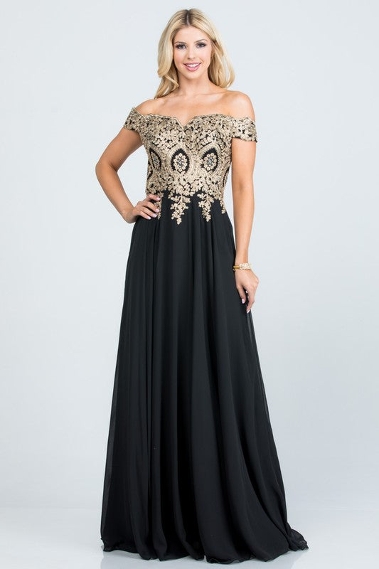 Plus Size Off Shoulder Evening Gown – Gold Lace Appliqué Chiffon Dress 10469690_8b7a2f33-4a89-490e-802c-f649b75b49c4