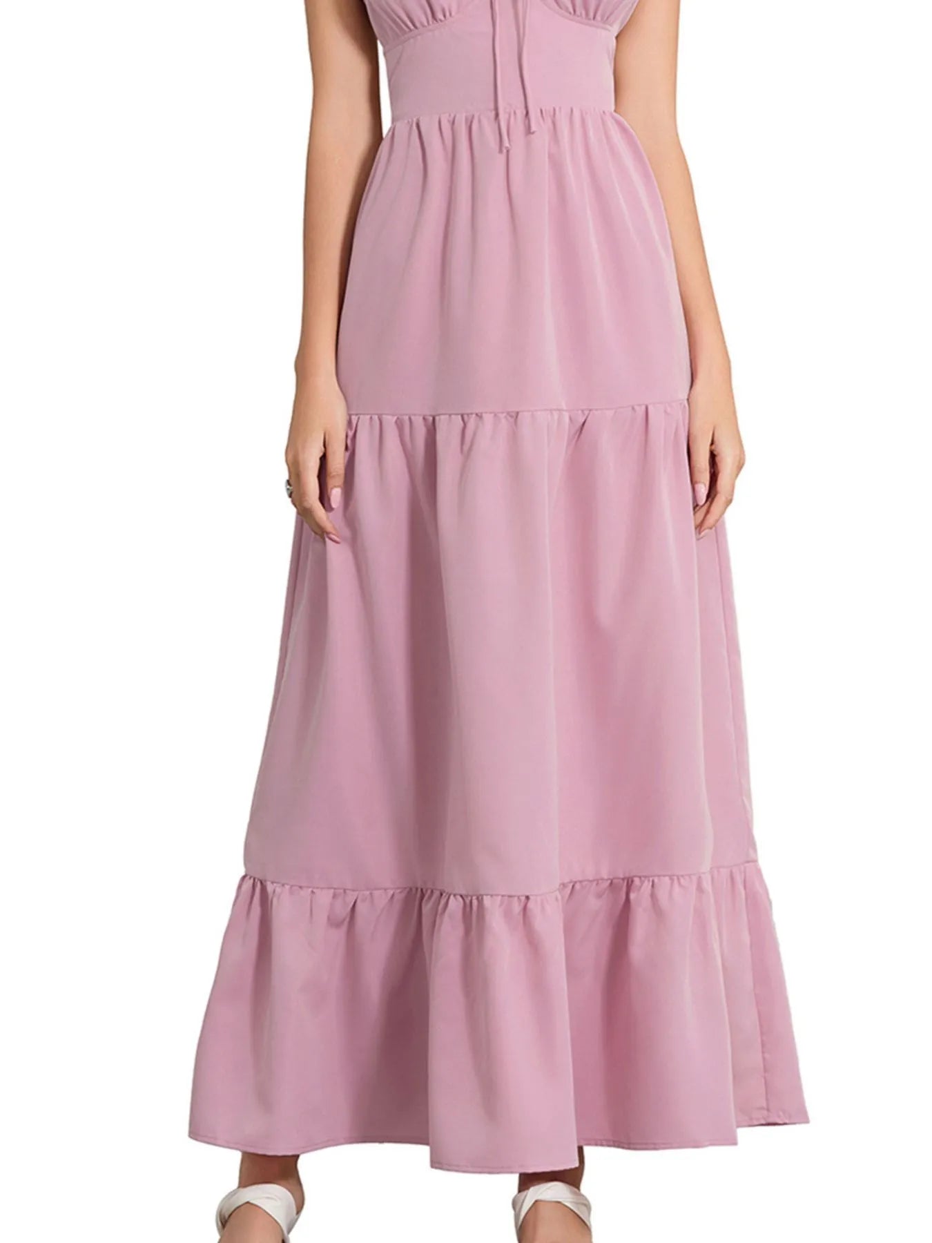 Tiered Lace Up Spaghetti Straps Maxi Dress 104919ba-d30b-4922-bd69-8f6c6c89ab6d-Max-Origin