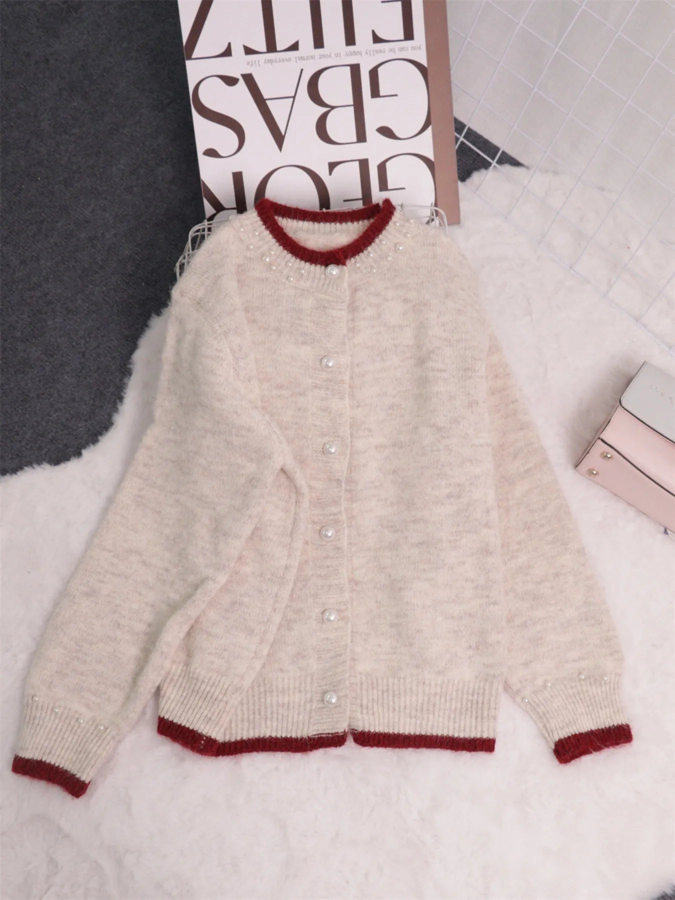 Pearl Embellished Button-Front Cardigan 104d4d297494474d93e3fd00c34bf391-Max-Origin