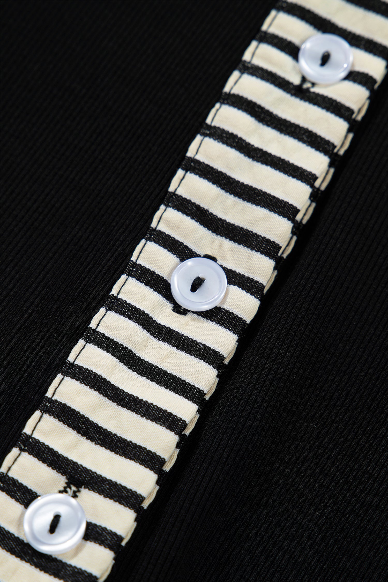 Black Stripe Detail Polo Collar Half Buttons Tied Short Sleeve Shift Mini Dress 1050d5ea3f8f5ab1