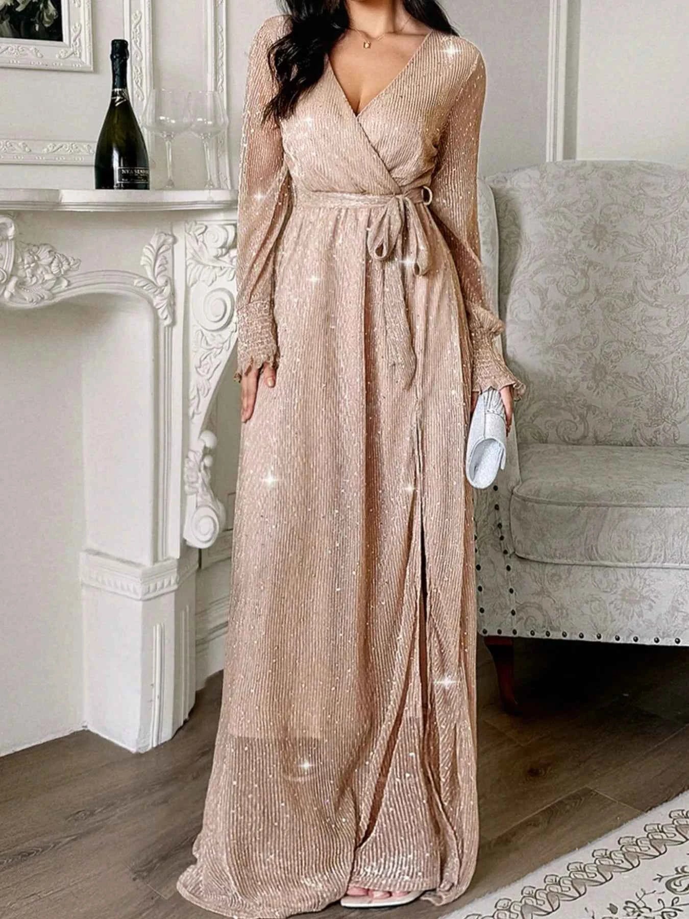 Surplice Slit Tie Waist Maxi Dress 105129f7-3269-4c87-a048-88547832ba0c-Max-Origin