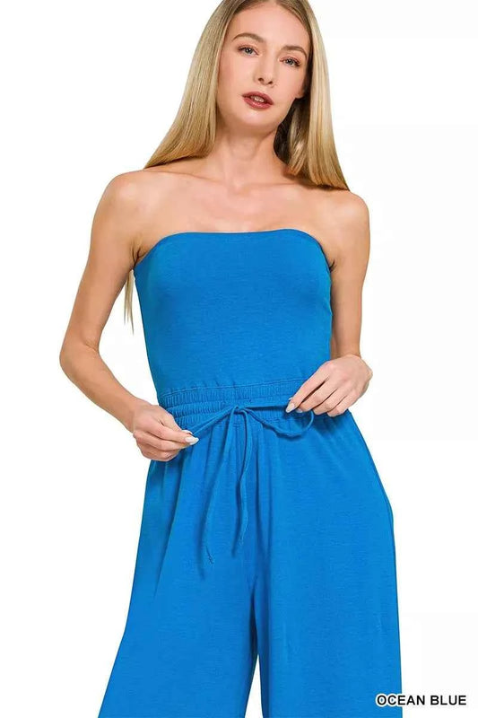 Tube Top Jumpsuit with Drawstring Waist 105b9e14e06f4f3eb994e1d7db817110-Max-Origin