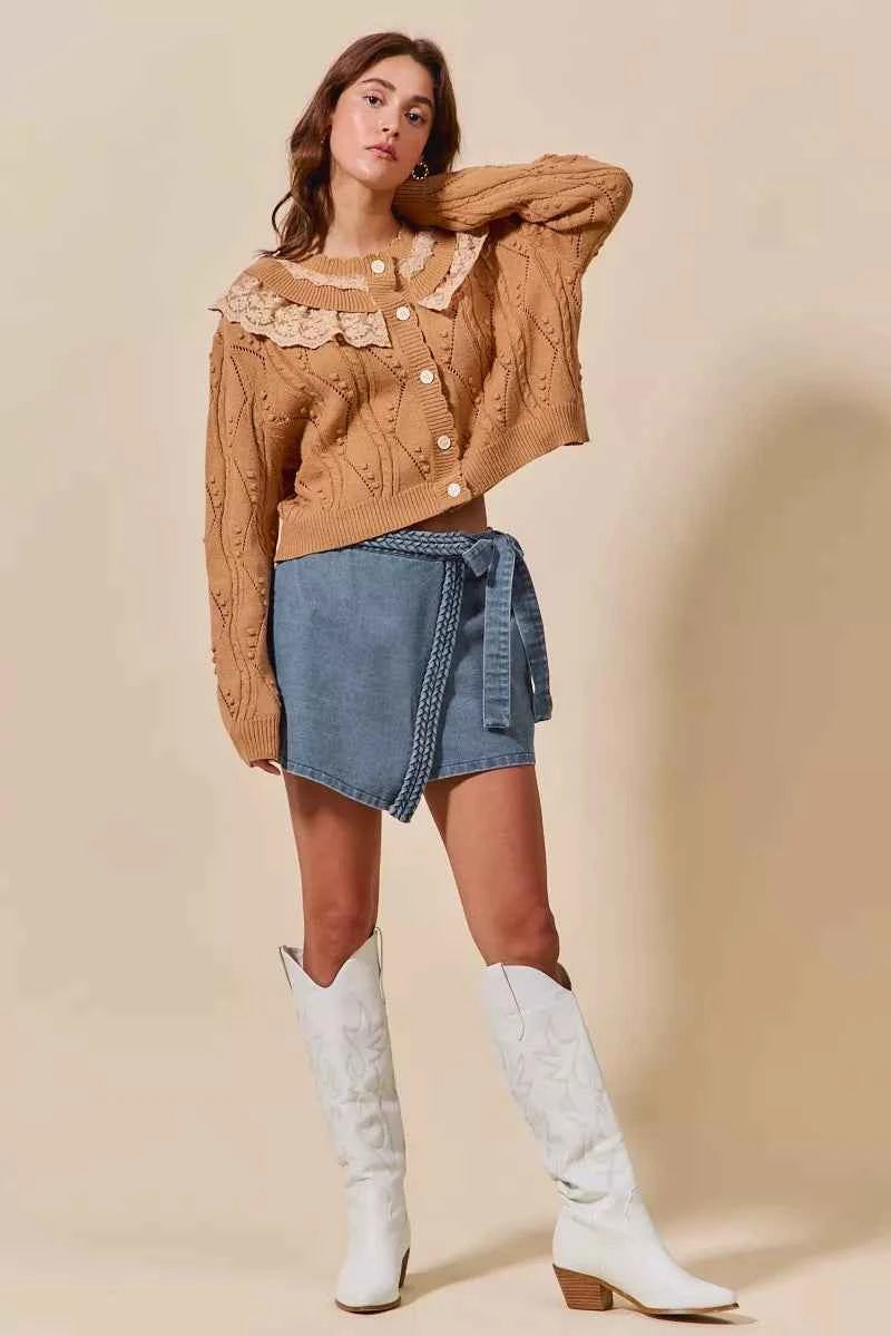 SO ME Wrap Braided Trimmed Denim Skort 105c9e05118e4026a29ad6bca0e06e19-Max-Origin