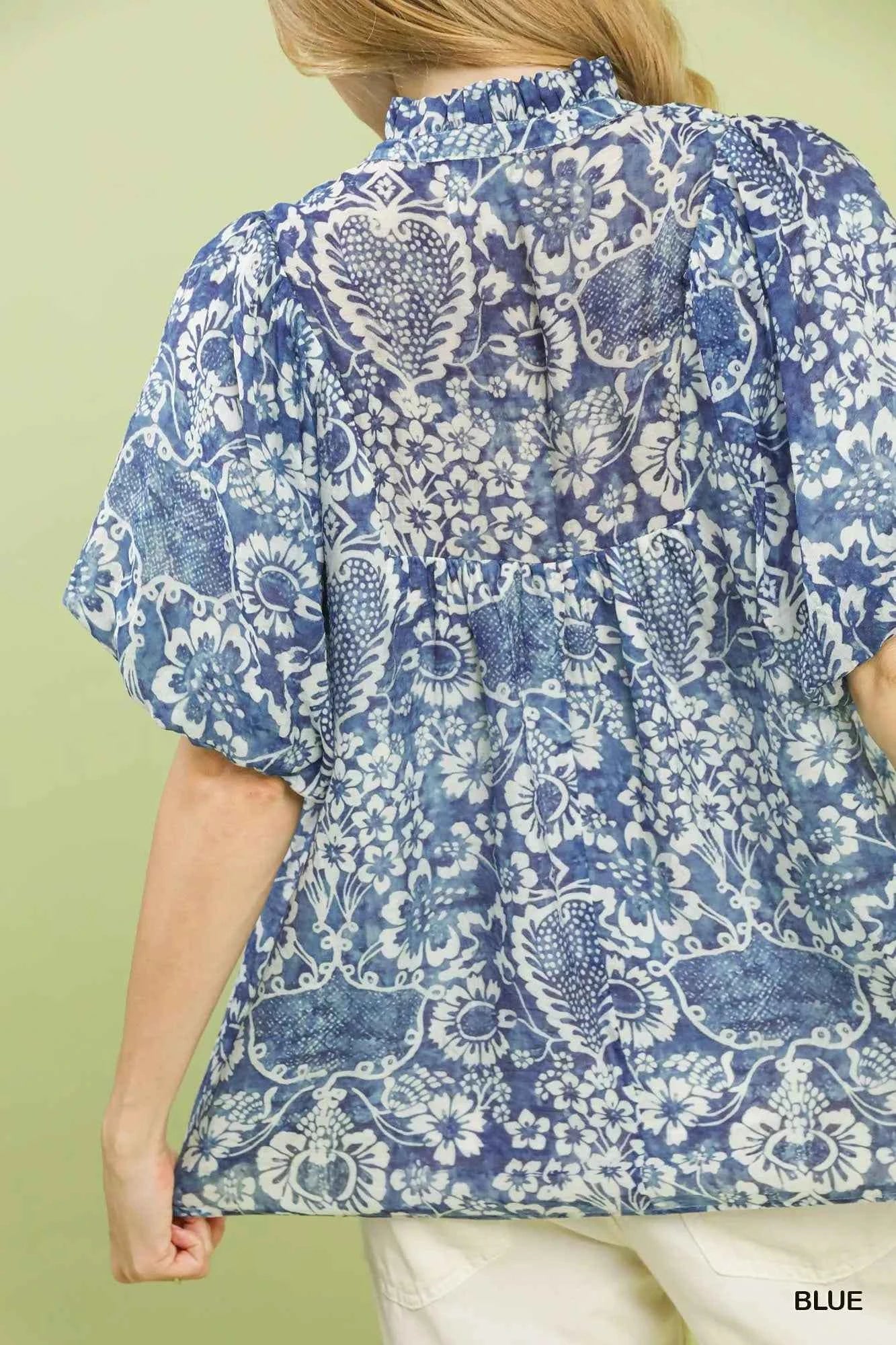 Umgee Abstract Print Ruffled Puff Sleeve Top 105f4e74-d00c-4fa4-87c0-3215690f69c3-Max-Origin