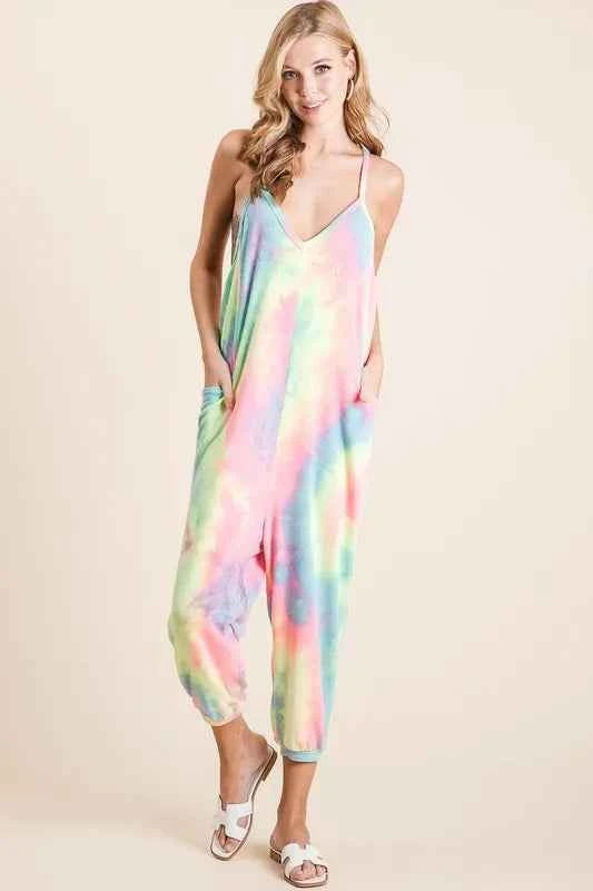 BiBi Tie Dye French Terry Mid-Length Casual Jumpsuit 10719e523c3a4197891d16d63b406e5f-Max-Origin