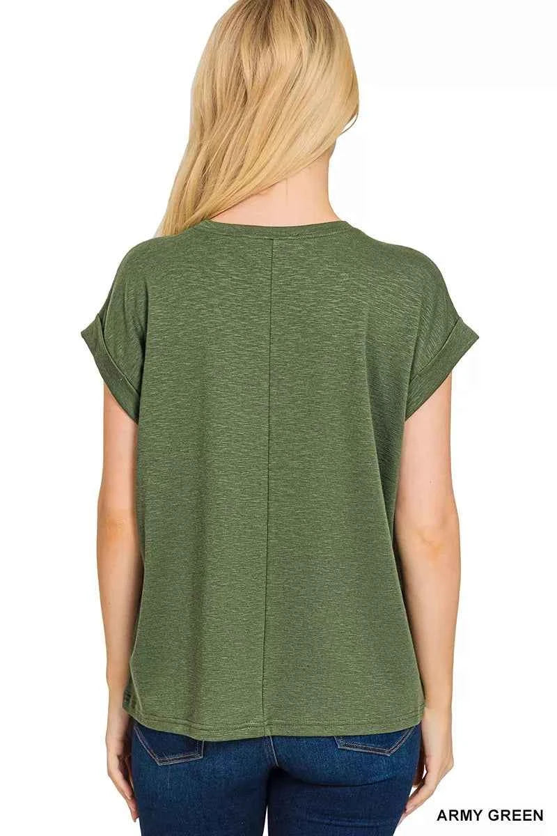 Zenana Cotton Modal Slub Rolled Sleeve T-Shirt 107e2c85280044159caa607666ab6b24-Max-Origin