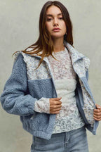 SO ME Faux Fur Sherpa Pull Jacket with Floral Contrast 108e4d17f5794ac595f637c521debfc8-Max-Origin