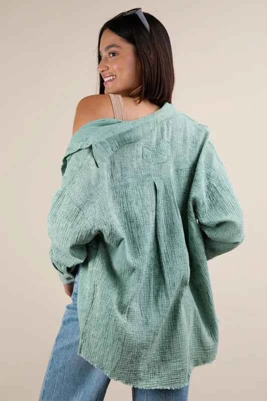 VERY J Mineral Washed Gauze Button Down Shirt 10ab0073ebef4c0e8148dcfd0718ca22-Max-Origin