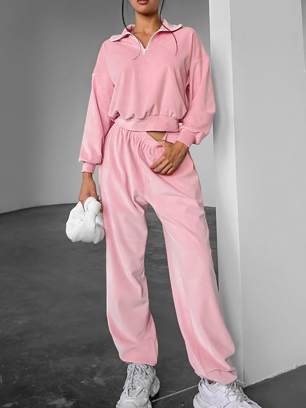 Quarter Zip Long Sleeve Top and Pants Set 10b0ad17c2764c3bb5b2c2c51e53035f-Max