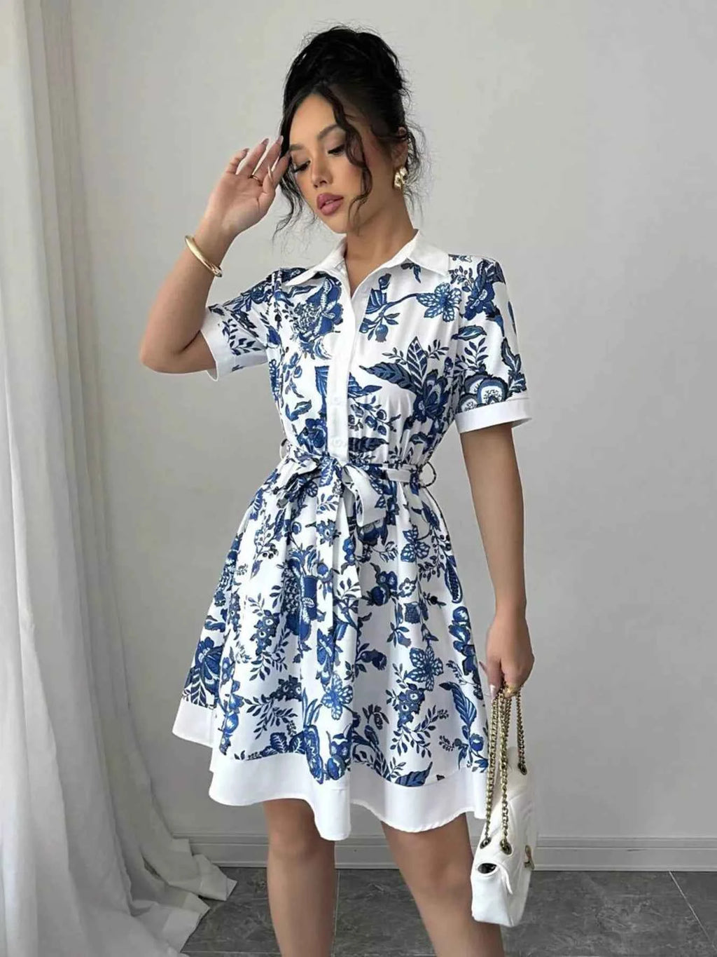 Floral Print Button-Front Shirt Dress 10b923b130bd426496a4e2212d2d5f3a-Max-Origin