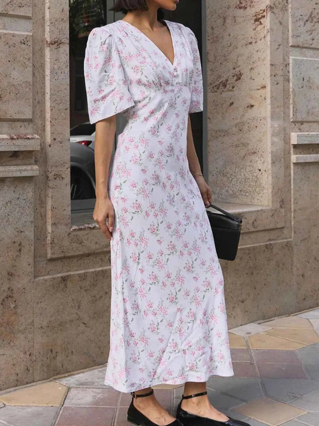 Floral Print Short Sleeve Dress 10bd52d2-f0dc-403a-9d4a-f4debade4a6d-Max-Origin