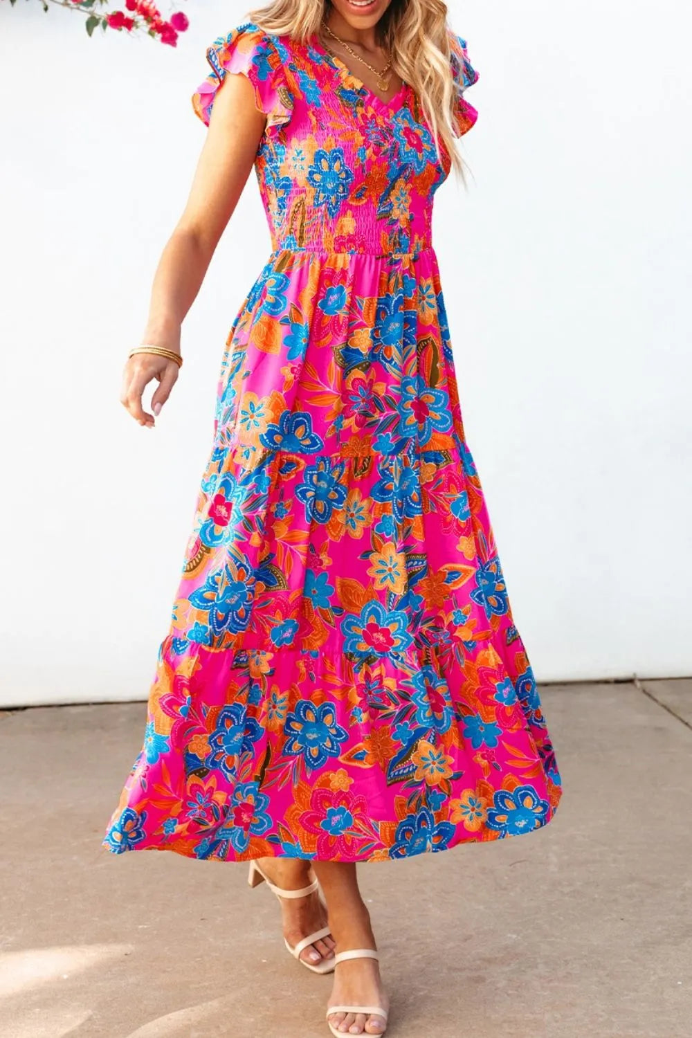 Boho Floral V Neck Ruffle Tiered Dress 10c33185-17f9-499e-b37a-764576e6d17a-Max-Origin