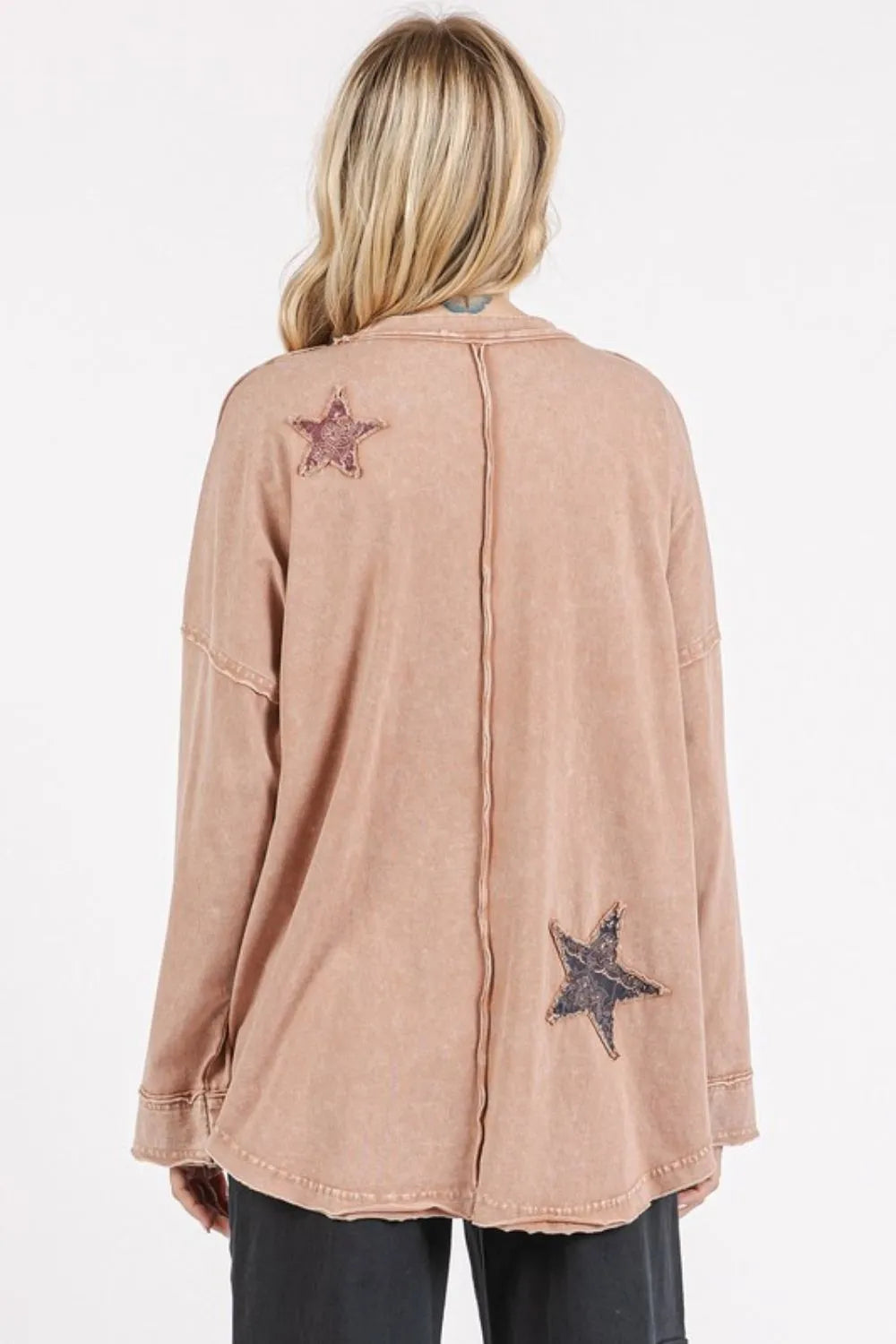 Mittoshop Mineral Wash Star Patch Long Sleeve T-Shirt 10c92e92-9818-41a8-9d4c-9f8aab54d0ce-Max
