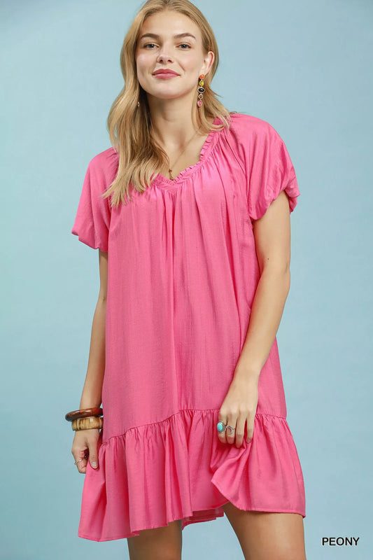 Ruffle Hem Shift Mini Dress PEONY 10d35f67-96b8-4716-a28c-3bbeb1faeee6-Max-Origin