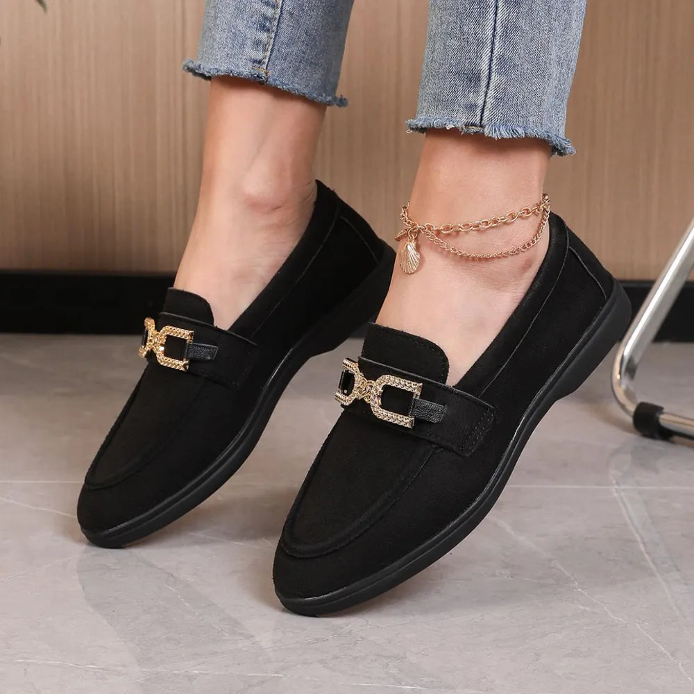 Round Toe Flats Loafers Black 10d59398-0fdf-4c9f-a126-1068b0192652-Max