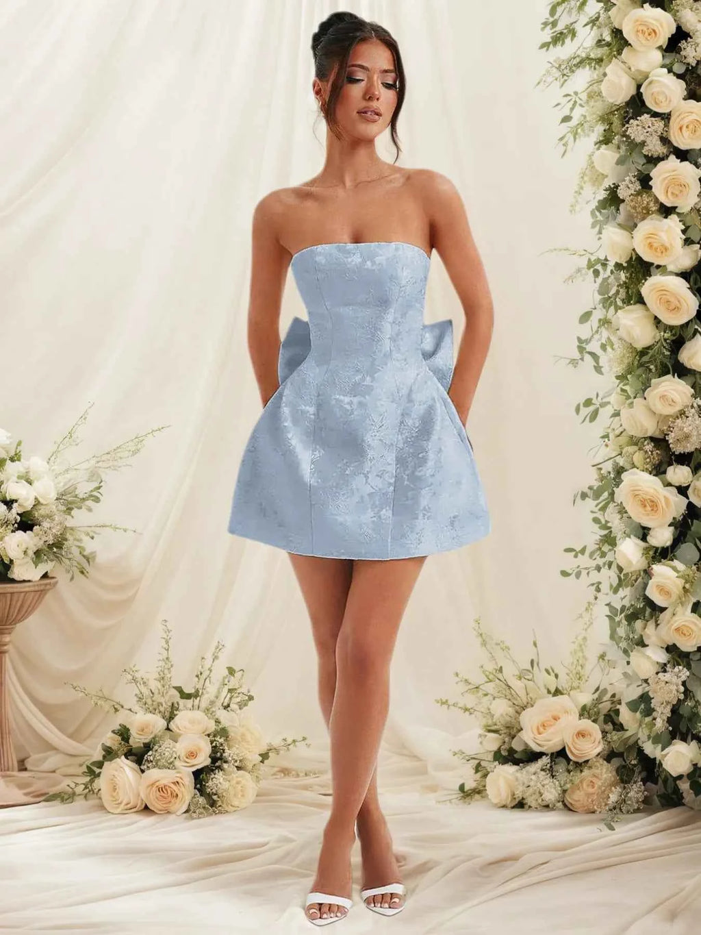 Lace Up Back Mini Dress with Bow Detail 10d86bce-2d25-4674-bc33-e761a15352fc-Max-Origin