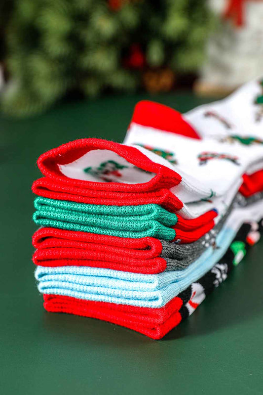 White Christmas Cartoon Pattern Socks Set 10da4eb7273df054