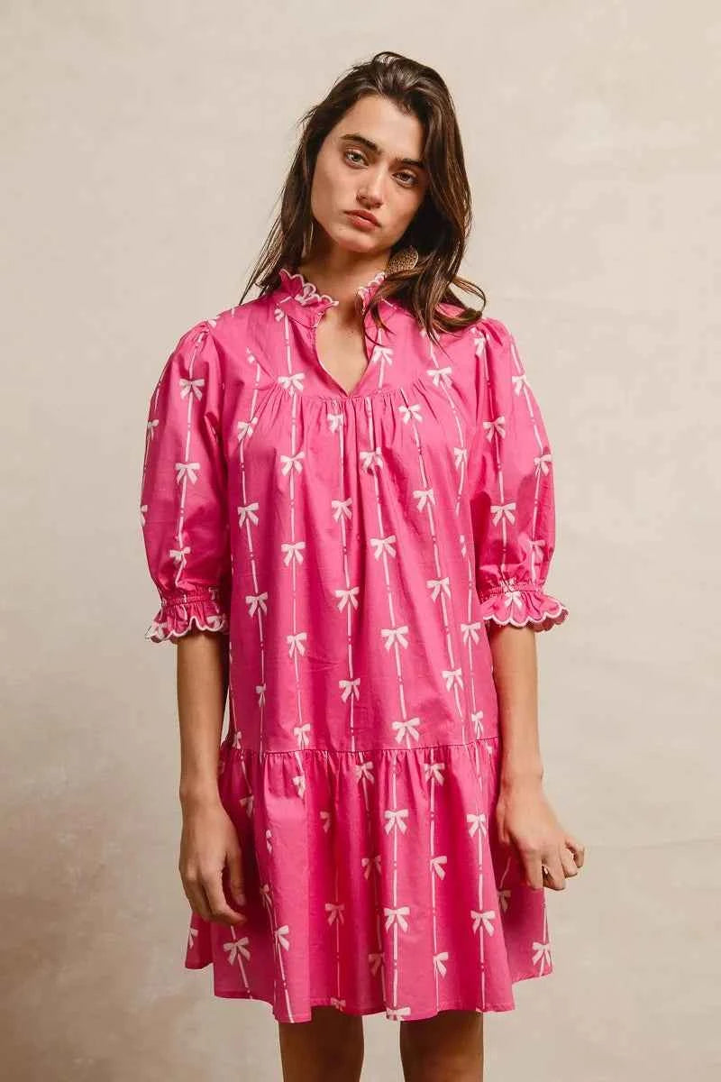 BiBi Ribbon Patterns With Scallops Edge Details Short Sleeve Dress 10dad4f66ed04925bfef514b535cb6b2-Max-Origin