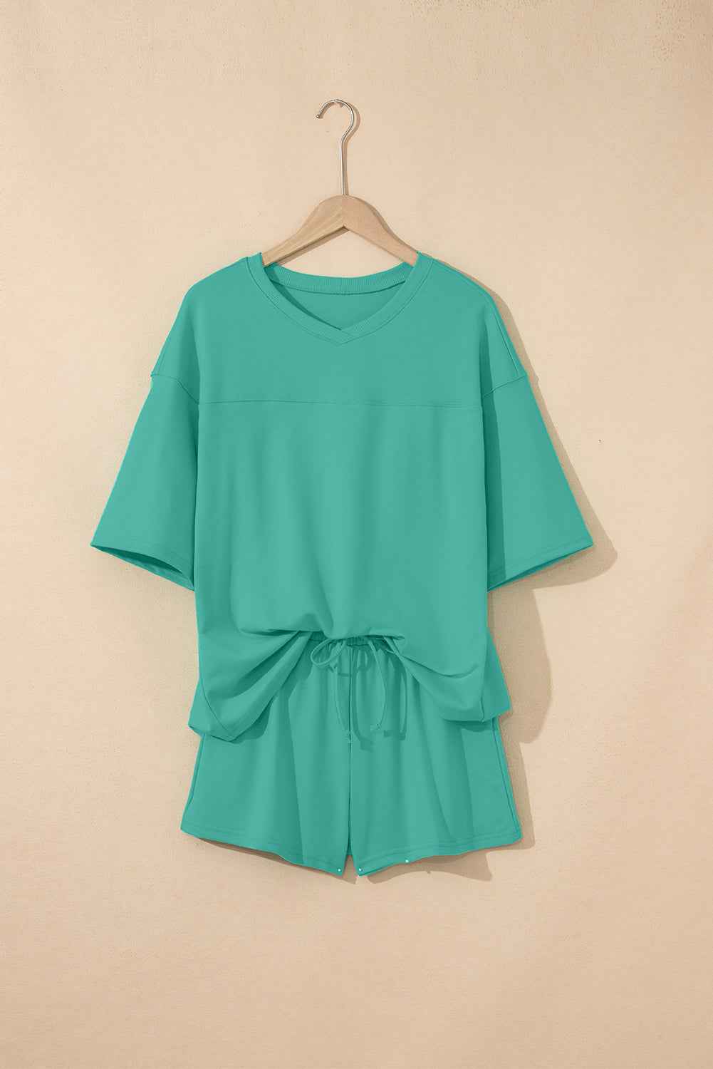 Bonbon Loose V Neck Tee and Drawstring Shorts Set 10e8699b032e8f1d