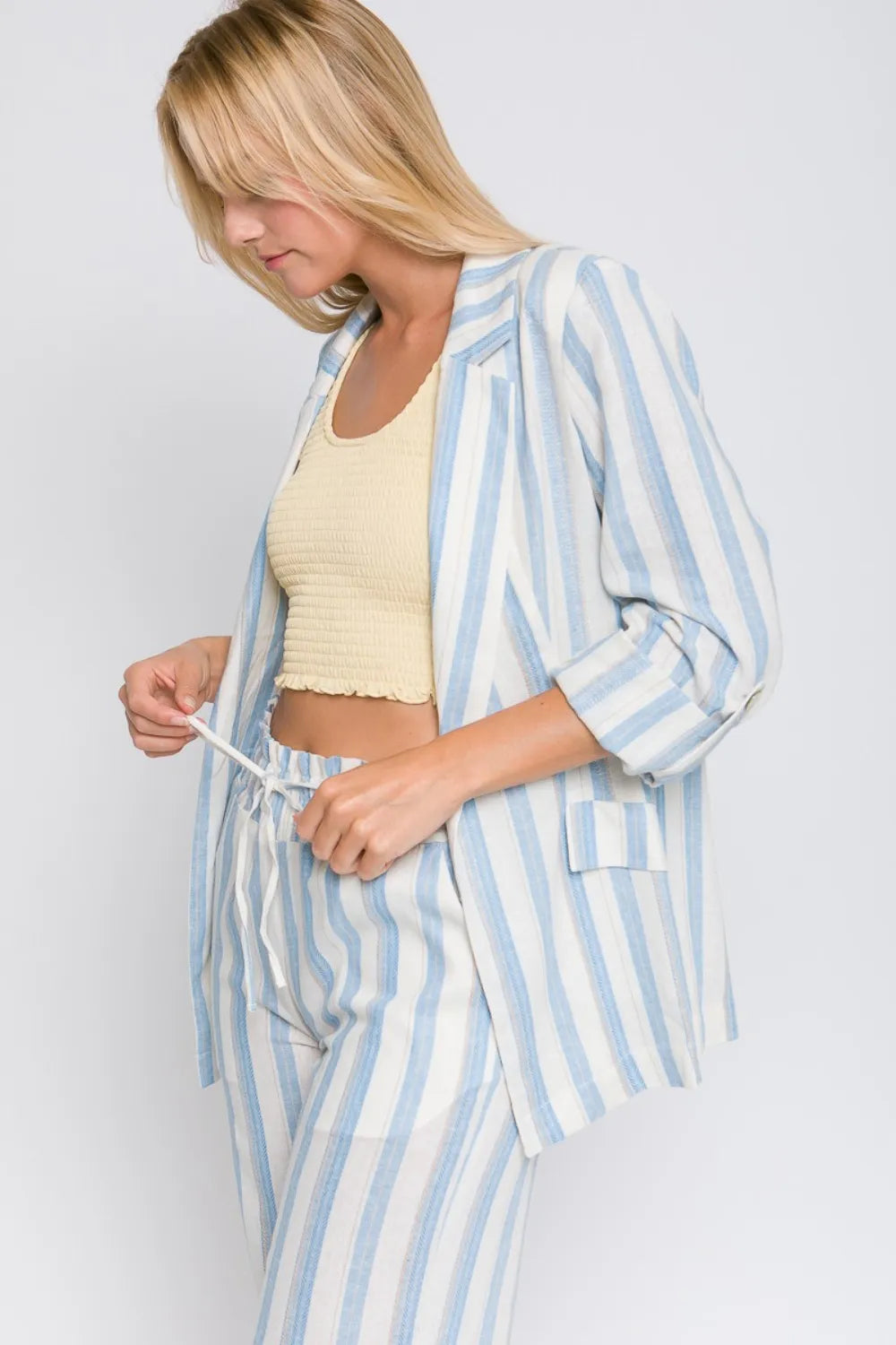 Love Tree Linen Woven Striped Blazer 10e8ba23-a031-4395-a5f5-f75257fe2ee0-Max