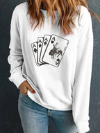 Ace Card Cowboy Graphic Long Sleeve Sweatshirt White 10eaacac087449f3a66649db5f929922-Max-Origin