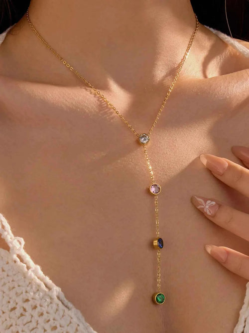 18K Gold-Plated Stainless Steel Zircon Y-Drop Necklace 10ec2f15-1115-414c-bf63-e8b1f64b917e-Max-Origin