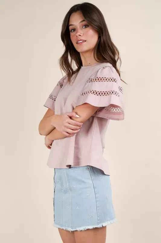 VERY J Lace Trim Sleeve Top 10f3fd0169a143e398ab88806ba4b6a0-Max-Origin