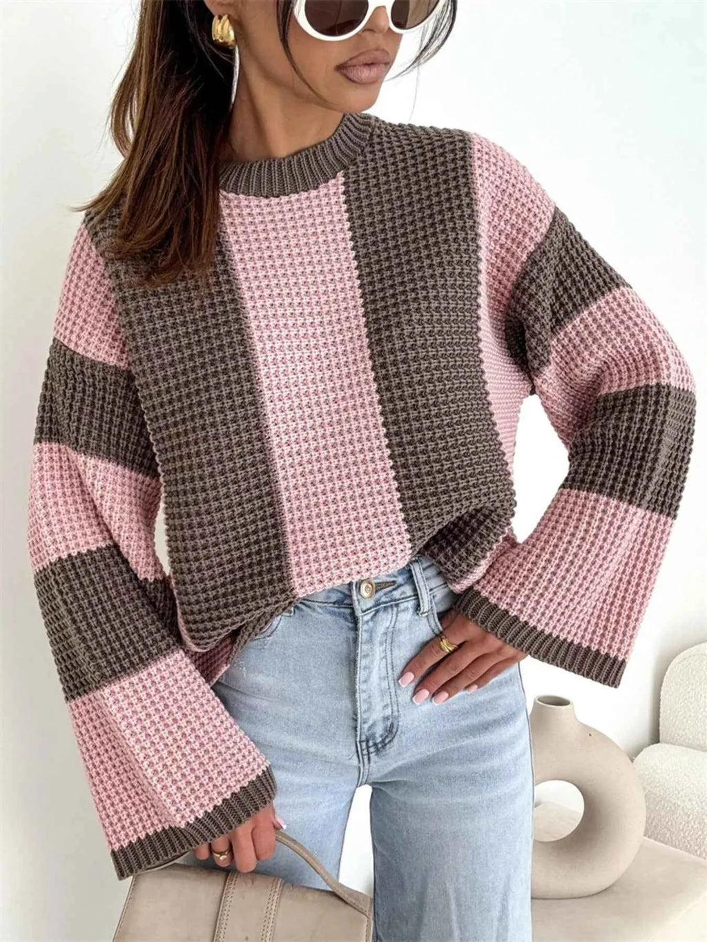 Color Block Long Sleeve Sweater 10f6aa289fcd4a809e5e64d5ab7e49fc-Max-Origin