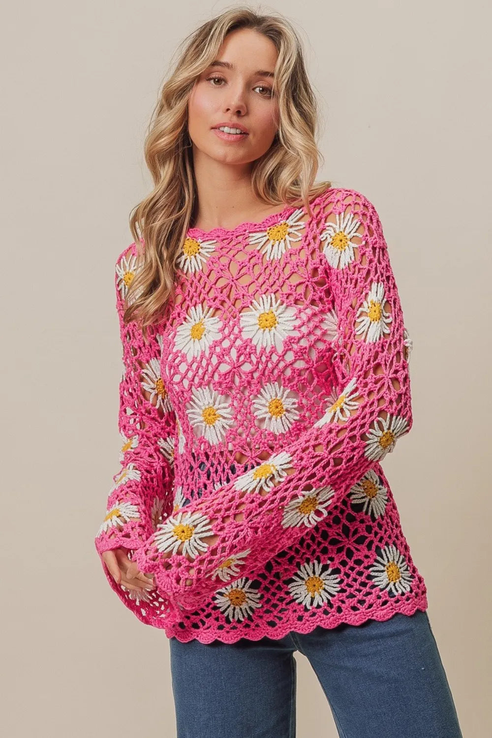 BiBi Floral Crochet Net Lace Cover Up 10f6afc7-2675-4ec5-a260-7ba4fdec4f7f-Max