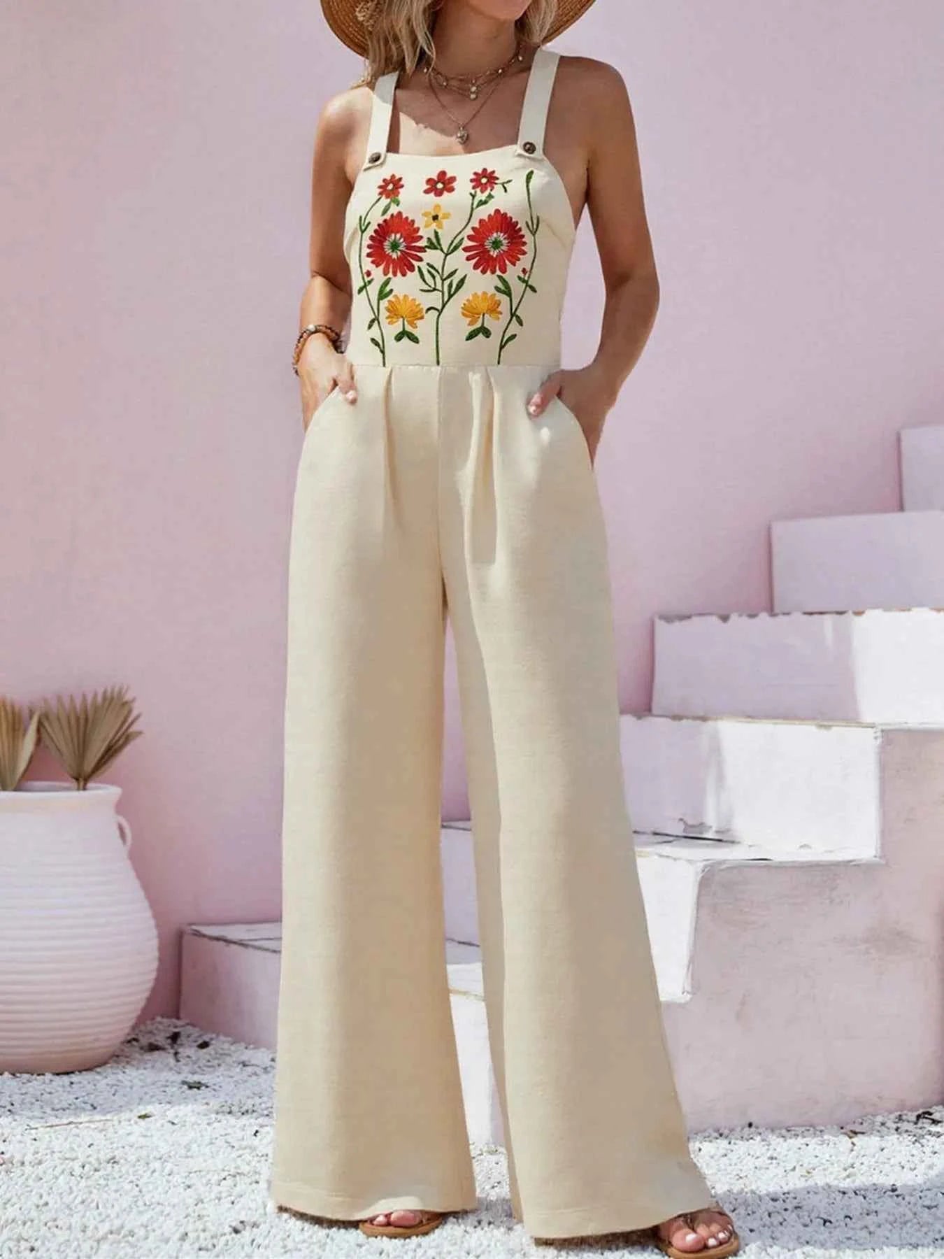 Floral Embroidered Wide Leg Jumpsuit 10f8ce88-8008-44b6-aa7e-906376edf6dd-Max-Origin