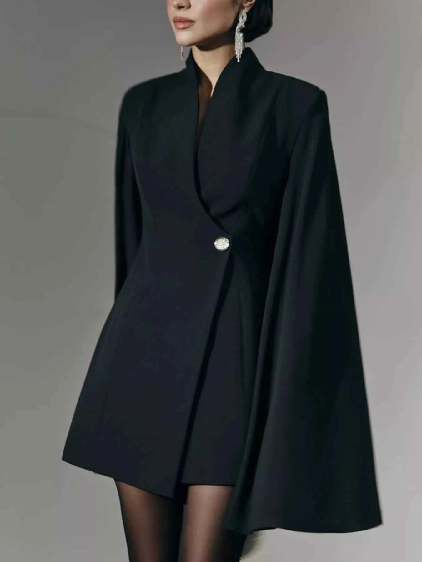 One Button Fitted Mini Blazer Dress with Cape Sleeves 10fe4950-7942-4f9c-a788-a38ccc23294c-Max-Origin