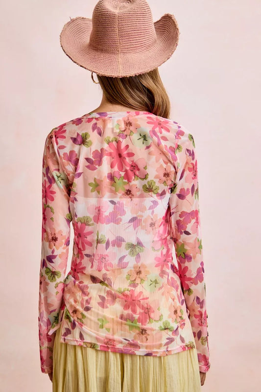 Floral Shrried Detail Button Up Mesh Cardigan Top 11053549-9d74-4194-9961-ee27854575d7-Max-Origin