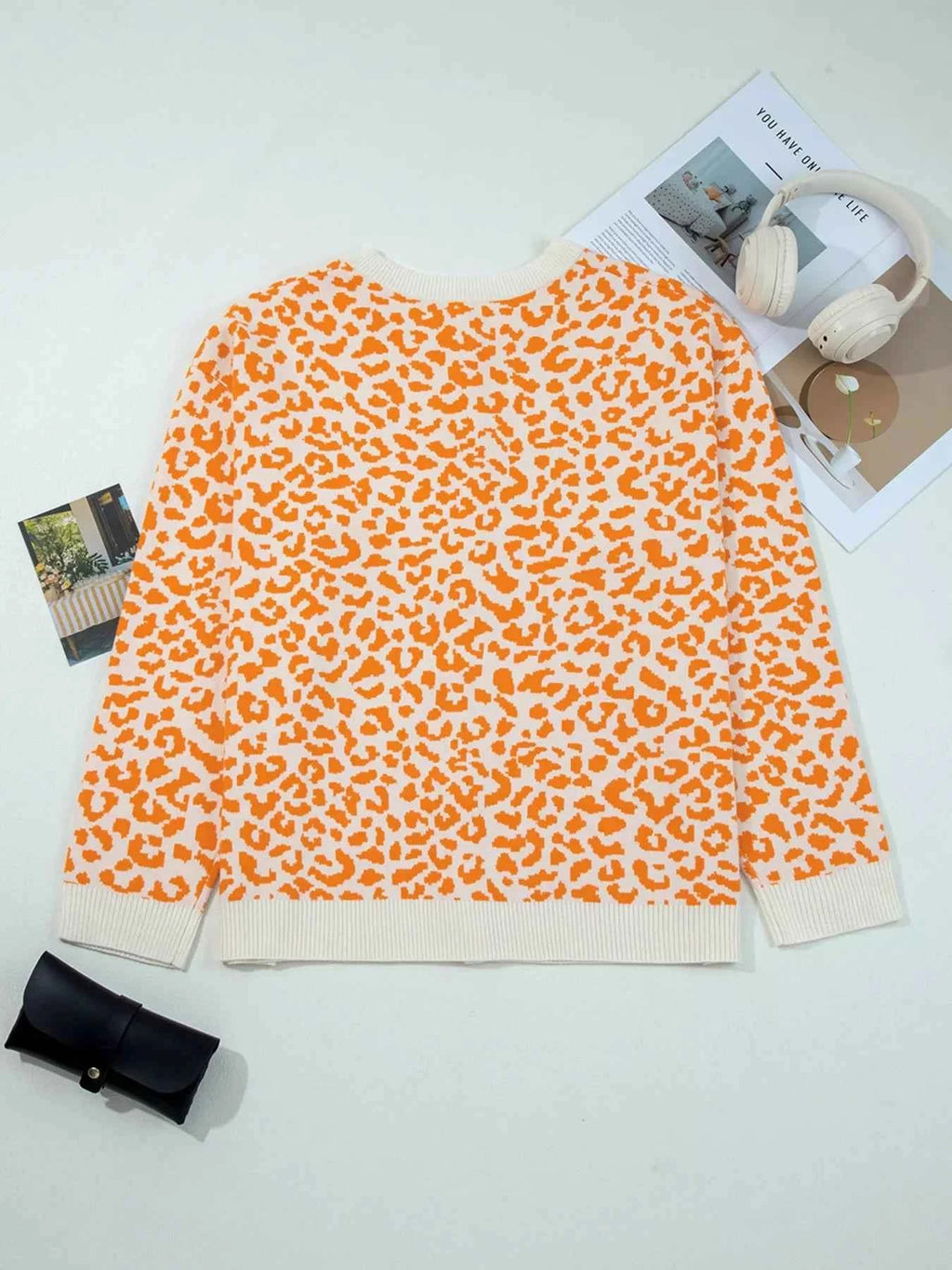 Leopard Drop Shoulder Chunky Knitted Cardigan 1116d0edc5cb49e992bebeda3a44c149-Max-Origin