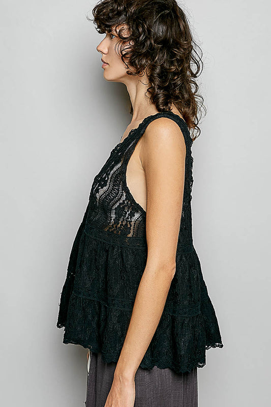 Deep V-Neck Scalloped Lace Sleeveless Top 111aa975-dc5f-4609-b252-0c8d750b8517-Max