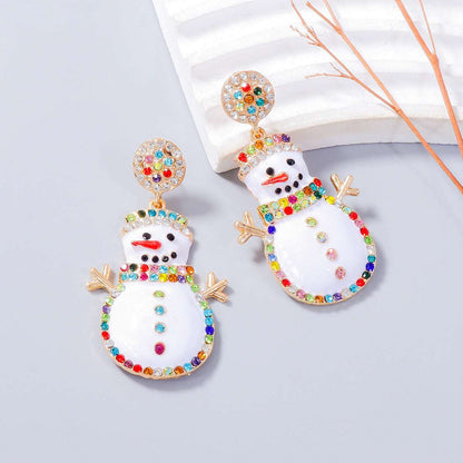 Alloy Rhinestone Snowman Earrings