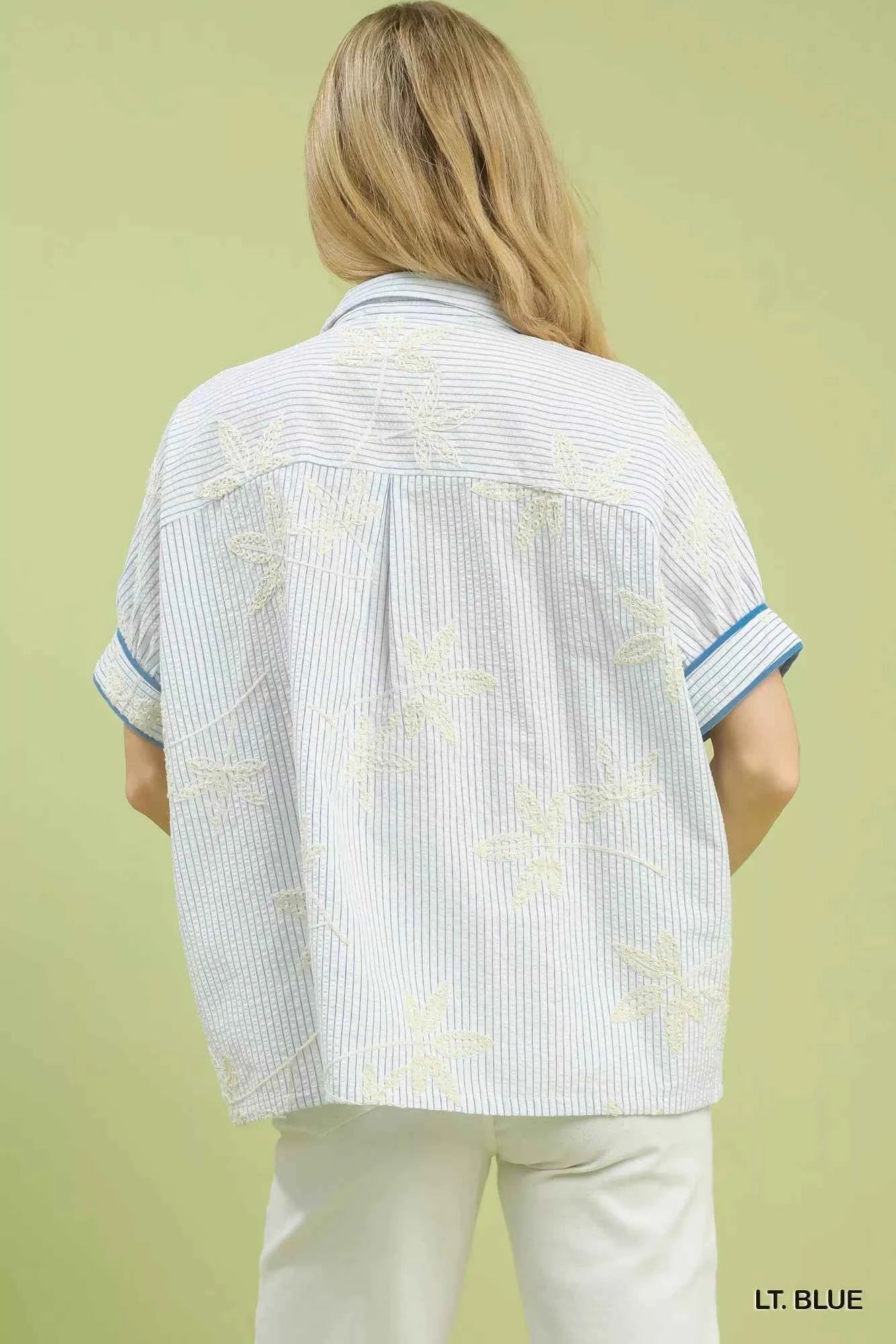 Umgee Striped Embroidered Blouse with Scallop Trim 112ef5db-6e8e-4c54-a436-cb320c022d9a-Max-Origin