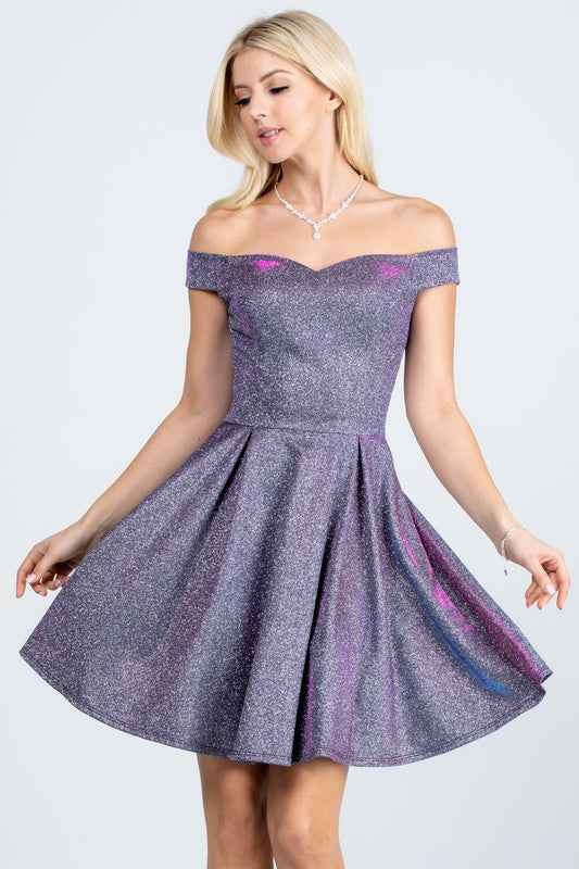 Off the shoulder skater dress jaquard 11309509_f0e26386-f79d-425d-b712-f5bc2608386c