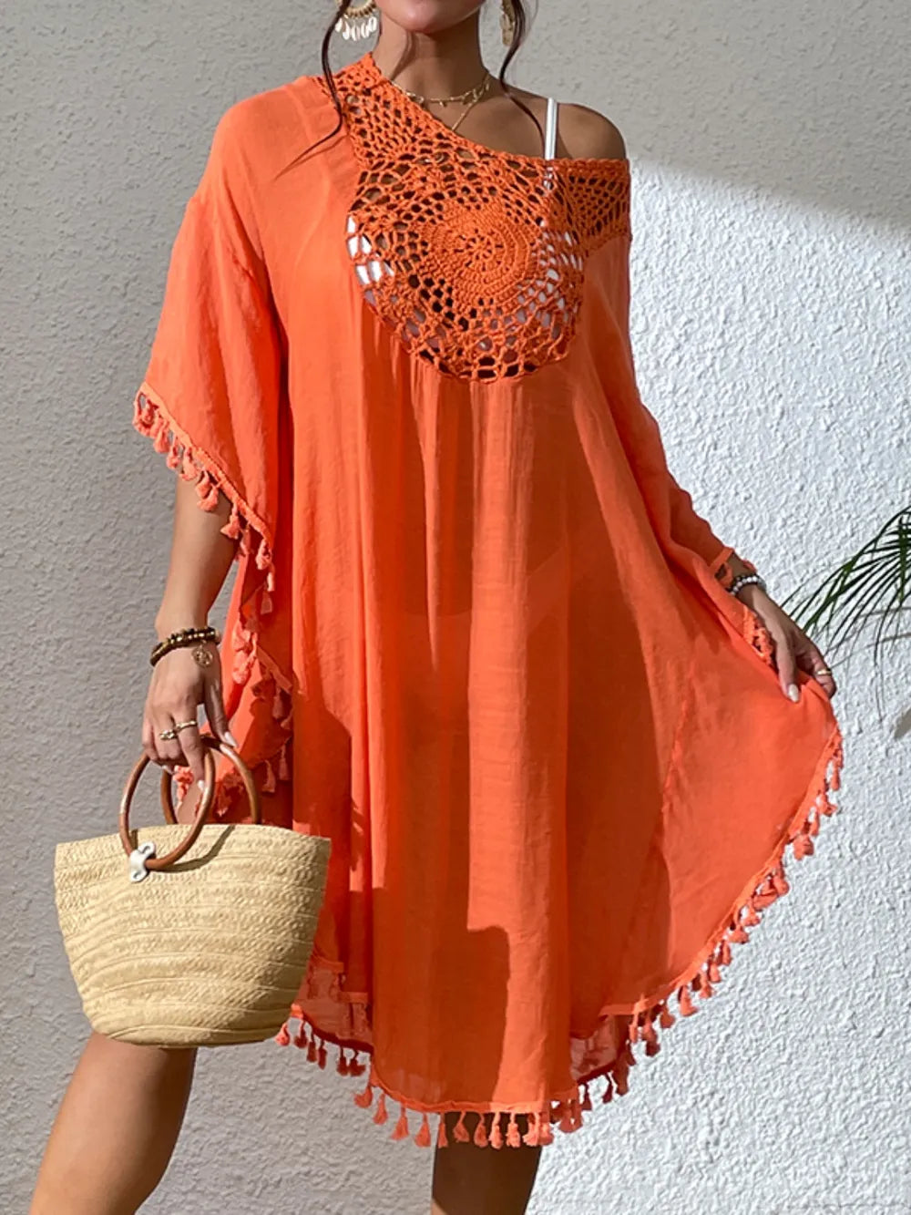 Tassel Cutout Scoop Neck Cover-Up Dress 1138d269-1913-4c1e-8d0d-39c6383fcbfc-Max
