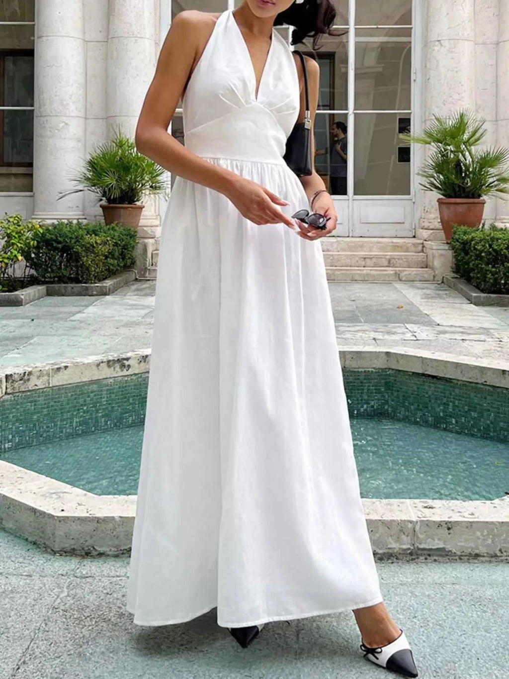 Halter Neck Flowy Maxi Dress White 113a9090-3ade-4da7-9239-85077d7a21a6-Max-Origin
