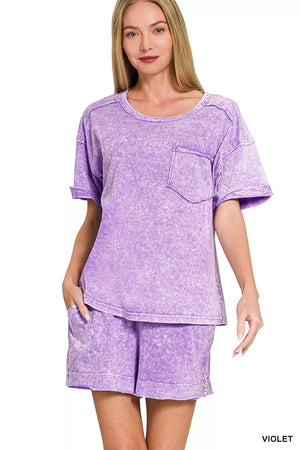 Halo Snow Washed Exposed Seam Top & Shorts Set VIOLET 11400cf5-2e7a-4999-905e-6548a73bc3ca-Max-Origin