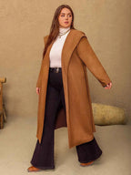 Plus Size Tied Long Sleeve Hooded Coat with Pockets 1144c368-214a-4924-95b5-f577f09f93d4-Max